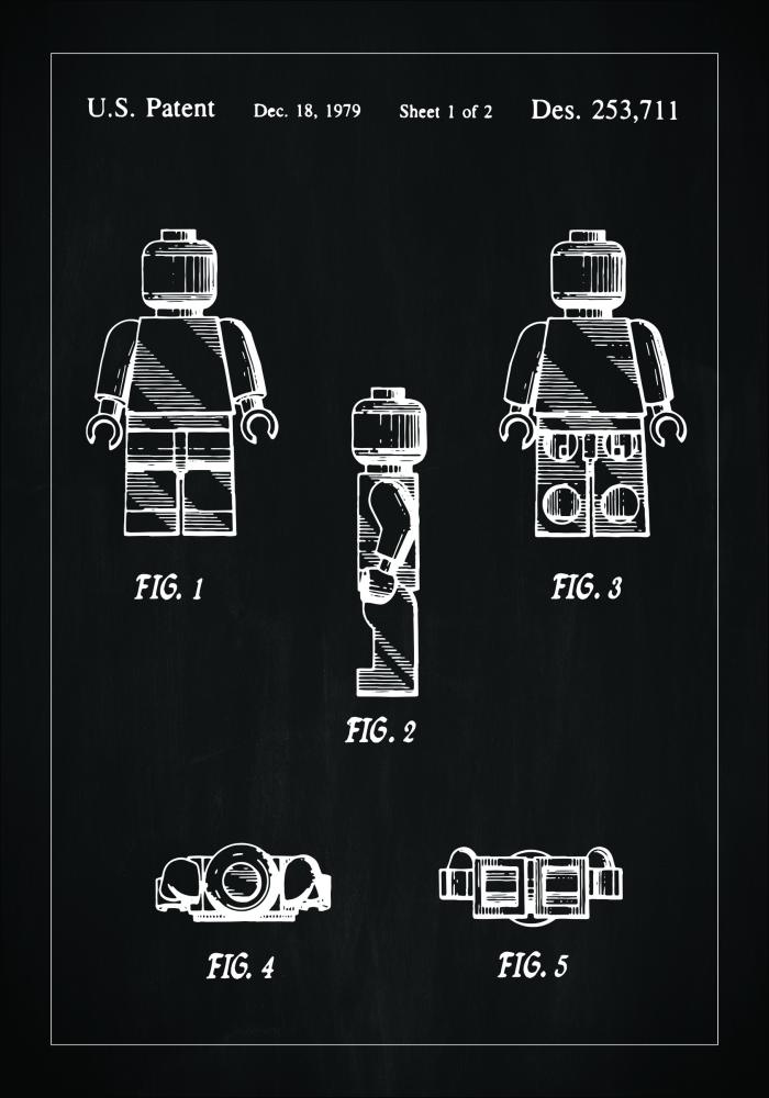 Σχέδιο διπλώματος ευρεσιτεχνίας - Lego σε - Μαύρος Αφίσα