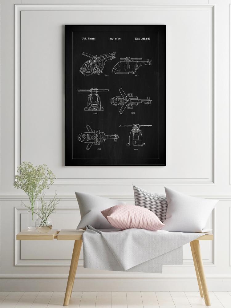 Patent Print - Lego Helicopter - Black Αφίσα