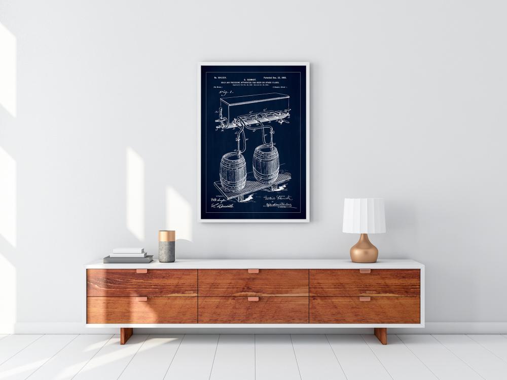 Patent Print - Beer Kegs - Blue Αφίσα