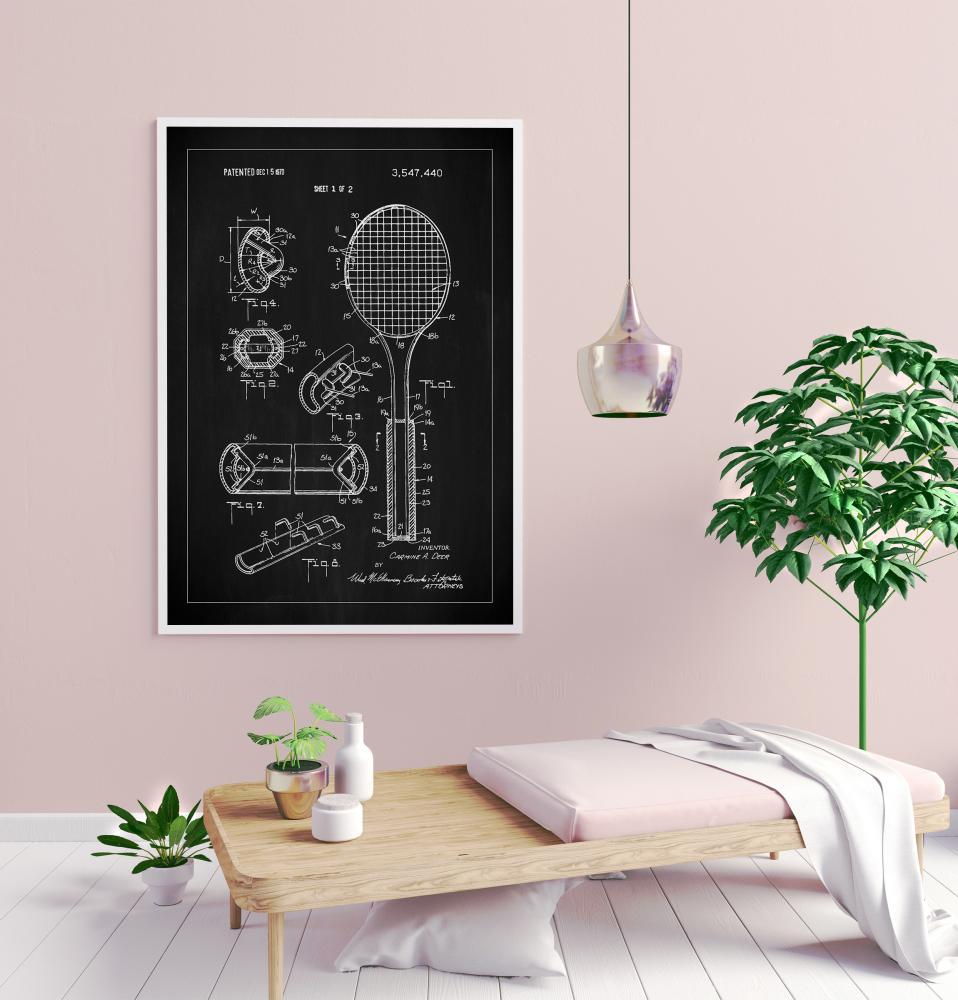 Patent Print - Tennis Racket - Black Αφίσα