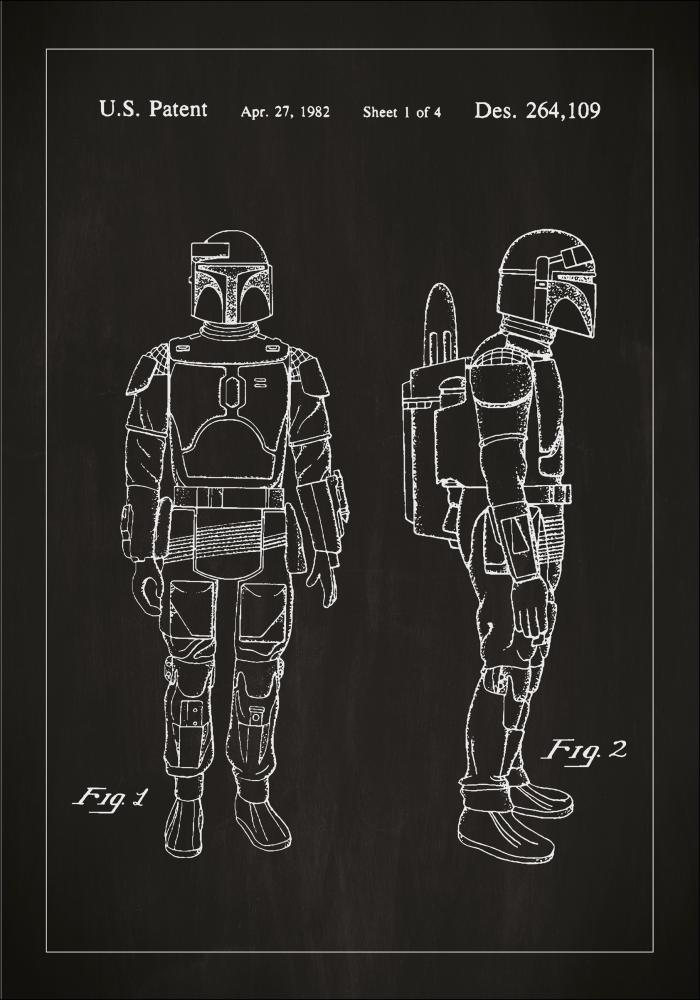 Σχέδιο διπλώματος ευρεσιτεχνίας - Star Wars - Boba Fett - Μαύρος Αφίσα