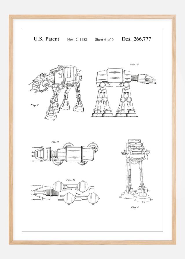 Σχέδιο διπλώματος ευρεσιτεχνίας - Star Wars - Walker - Λευκό Αφίσα