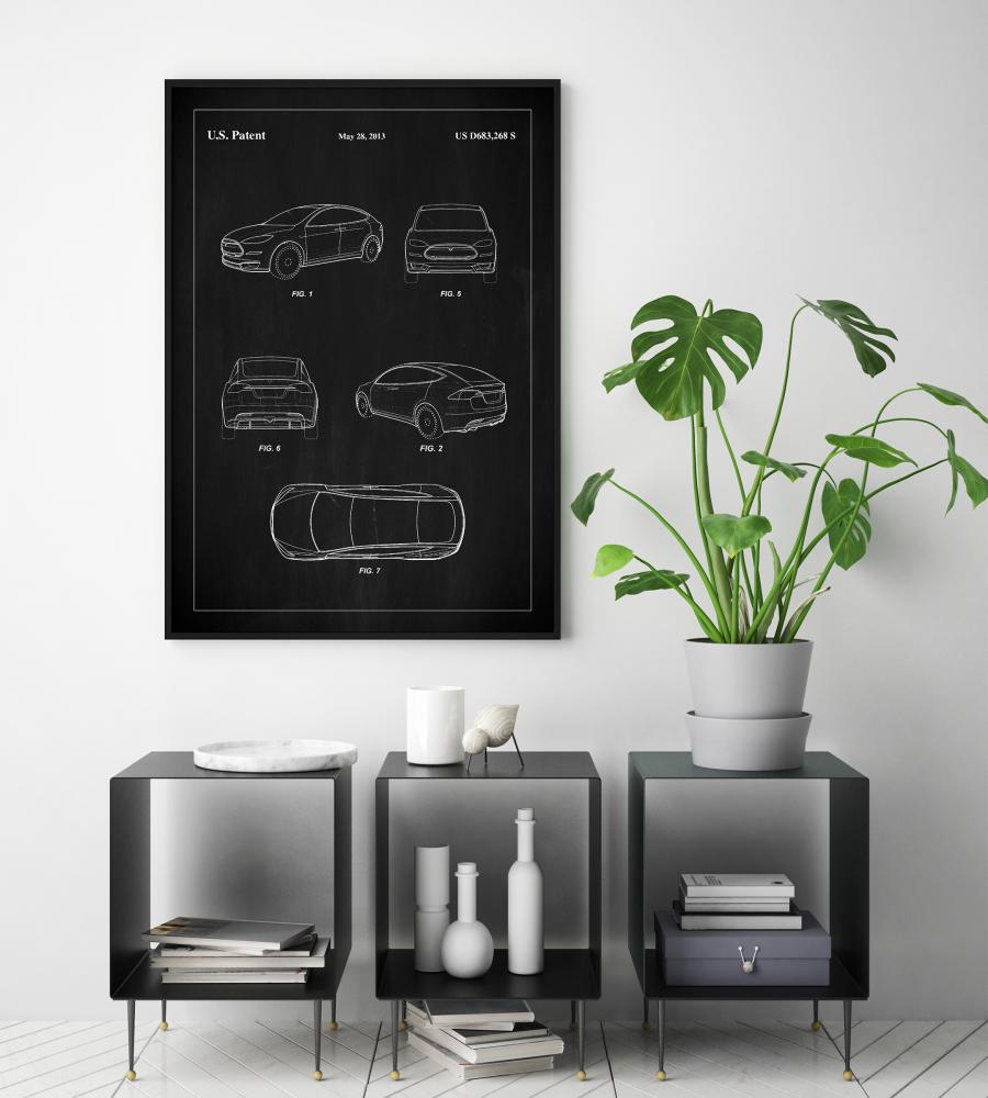 Patent Print - Tesla - Black Αφίσα