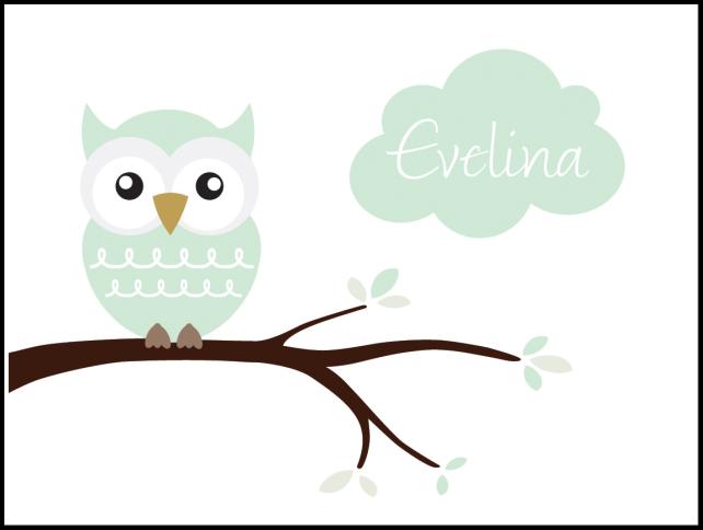 Owl Name Αφίσα Light Green