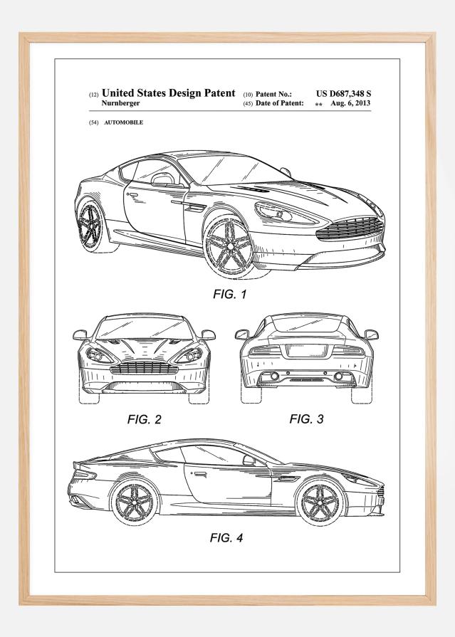 Patent Print - Aston Martin - White Αφίσα