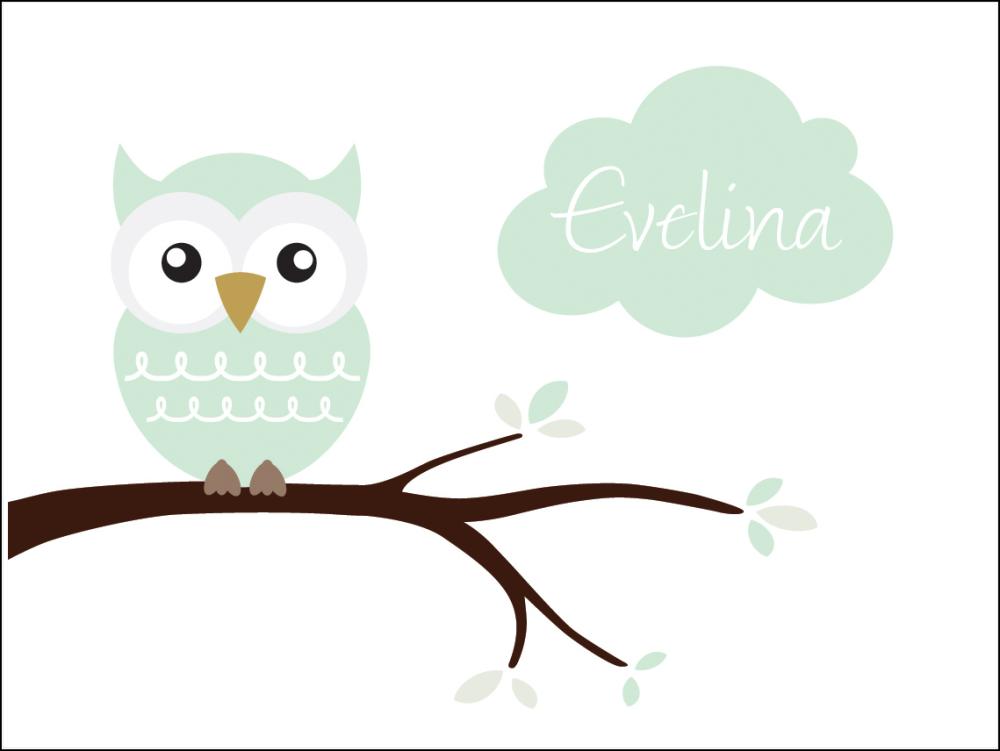 Owl Name Αφίσα Light Green