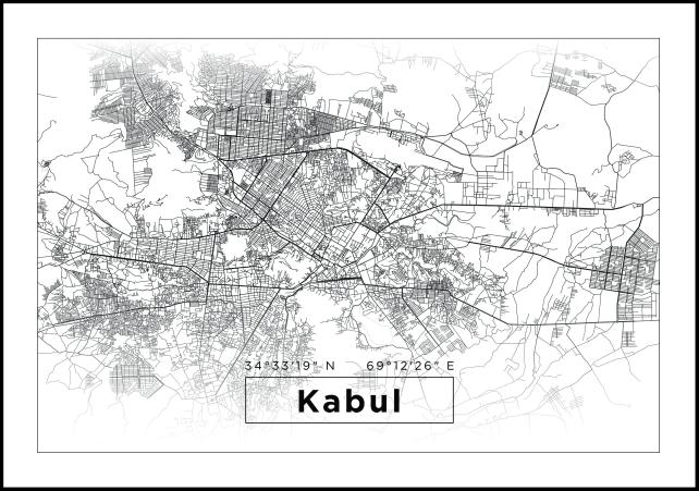 Χάρτης - Kabul - Λευκό Αφίσα