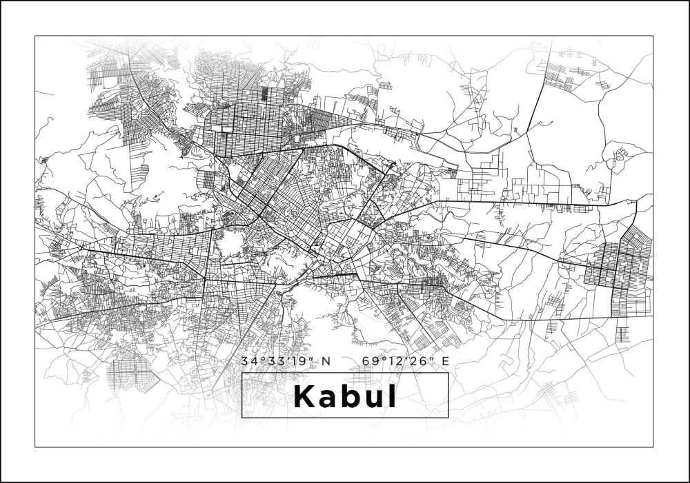 Χάρτης - Kabul - Λευκό Αφίσα