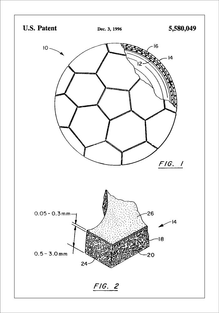 Patent Print - Football - White Αφίσα