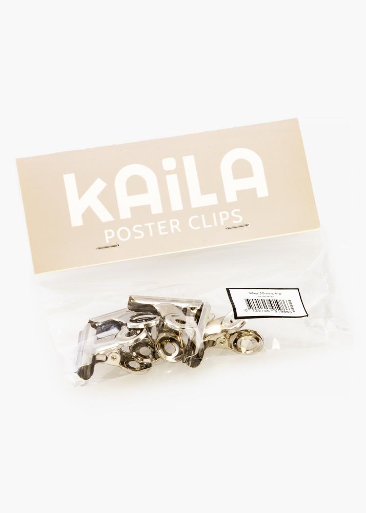 KAILA Αφίσα Clip Ασημί 30 mm - 4-τεμάχια