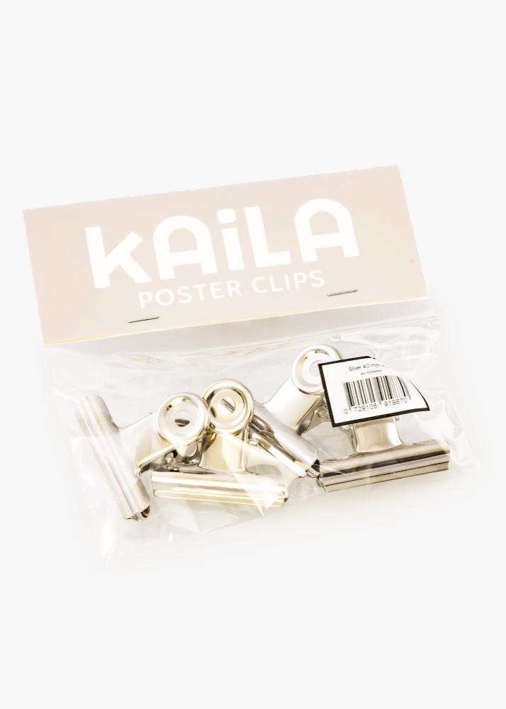 KAILA Αφίσα Clip Ασημί 40 mm - 4-τεμάχια