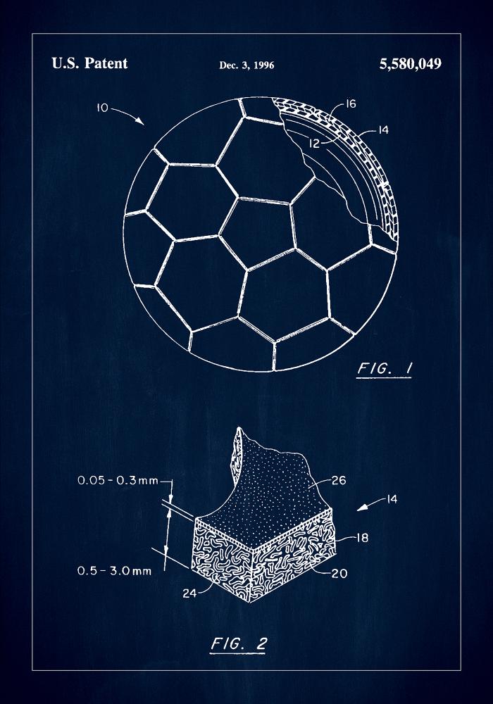 Patent Print - Football - Blue Αφίσα