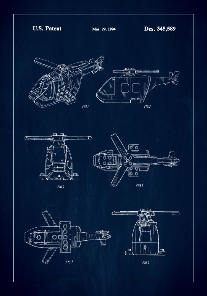 Patent Print - Lego Helicopter - Blue Αφίσα