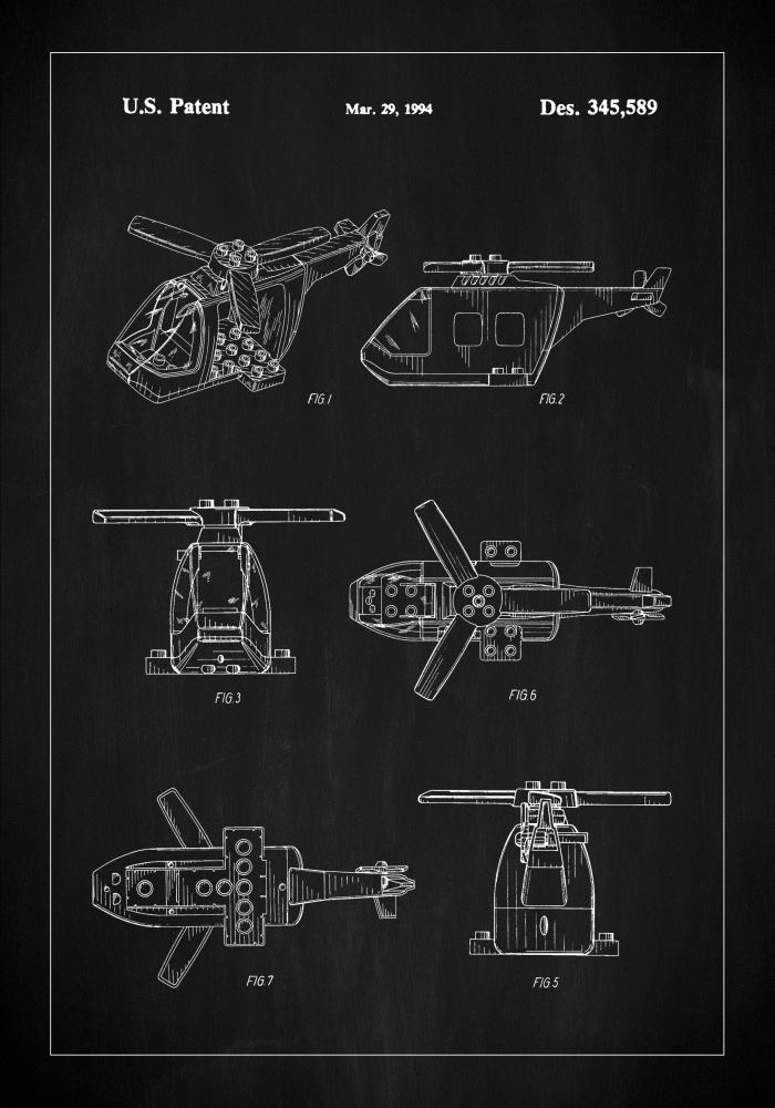 Patent Print - Lego Helicopter - Black Αφίσα