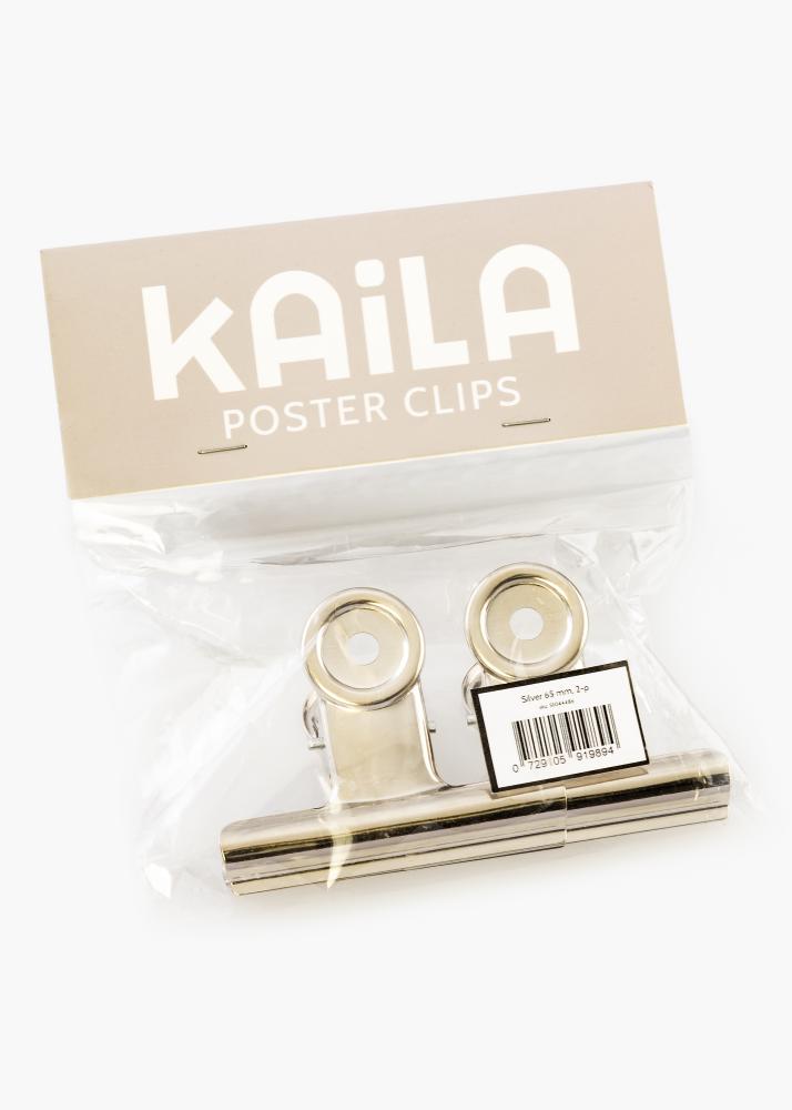 KAILA Αφίσα Clip Ασημί 65 mm - 2-τεμάχια