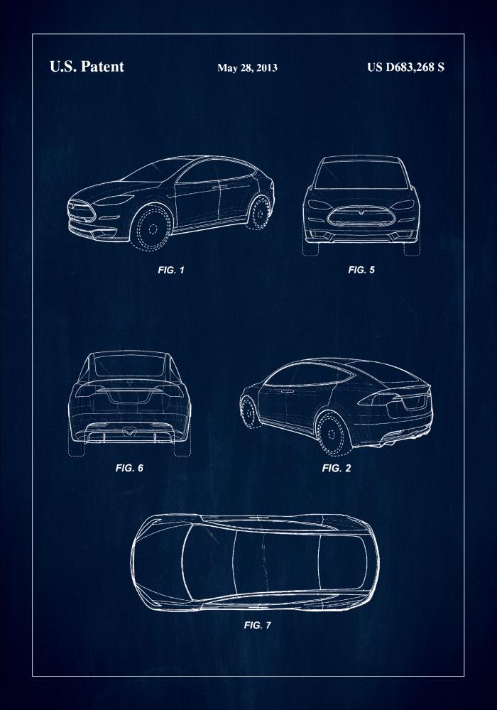 Patent Print - Tesla - Blue Αφίσα