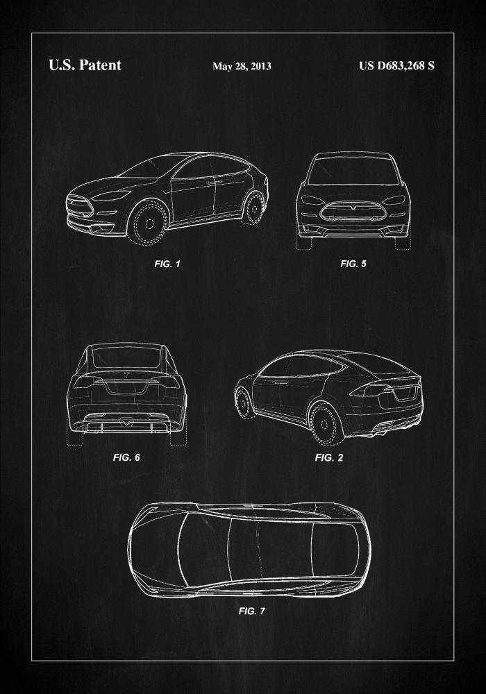 Patent Print - Tesla - Black Αφίσα