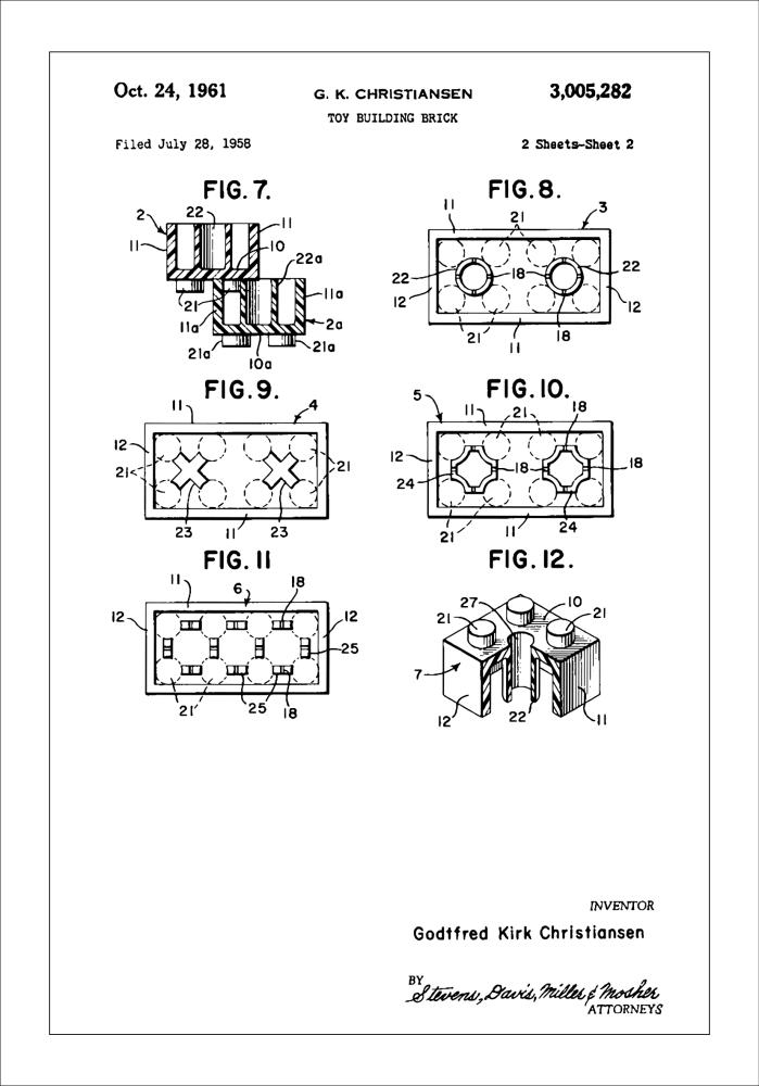 Patent Print - Lego Block II - White Αφίσα