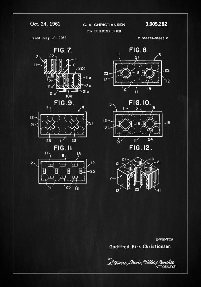 Patent Print - Lego Block II - Black Αφίσα