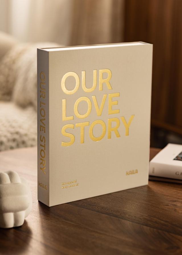 KAILA OUR LOVE STORY Creme - Coffee Table Photo Album (60 Μαύρες σελίδες)