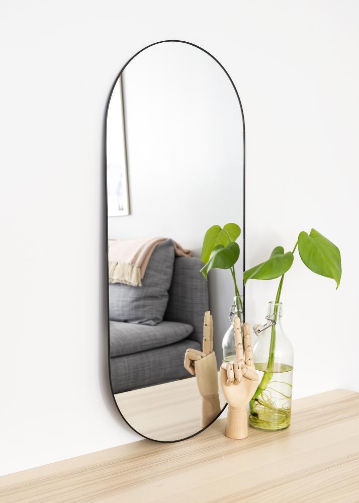 Οβάλ Mirror Jersey- Thin Black 35x80 cm