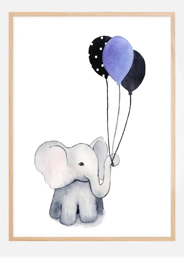 Elephant With Balloons Αφίσα