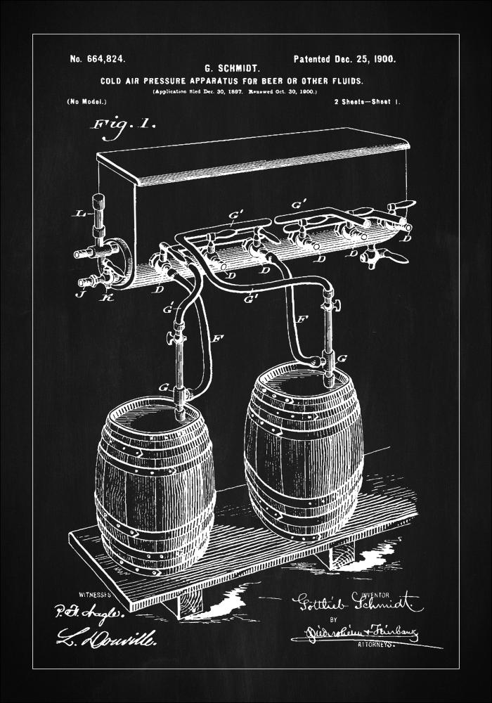 Patent Print - Beer Kegs - Black Αφίσα