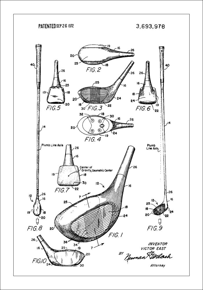 Patent Print - Golf Club - White Αφίσα