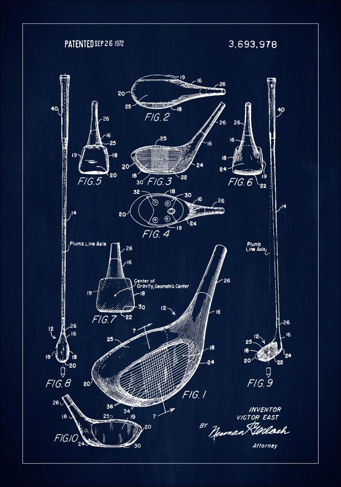 Patent Print - Golf Club - Blue Αφίσα