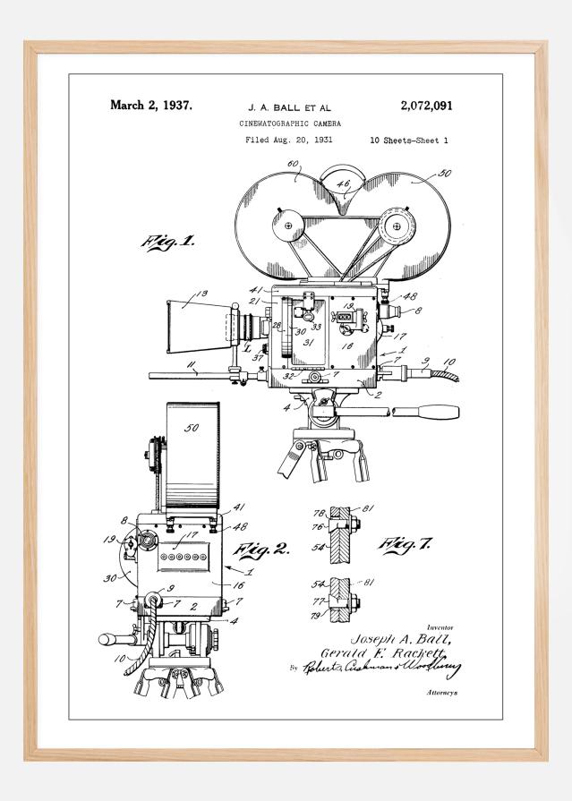 Patent Print - Cinematic Camera - White Αφίσα