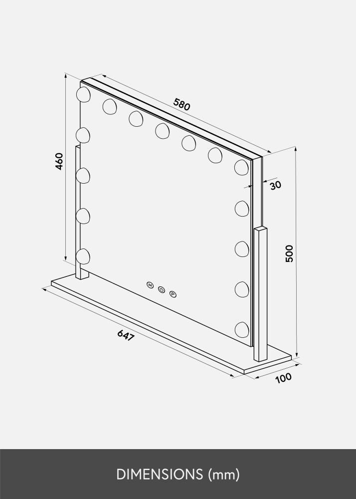 KAILA Καθρέφτης μακιγιάζ Soft Corner LED Ασημί 65x50 cm