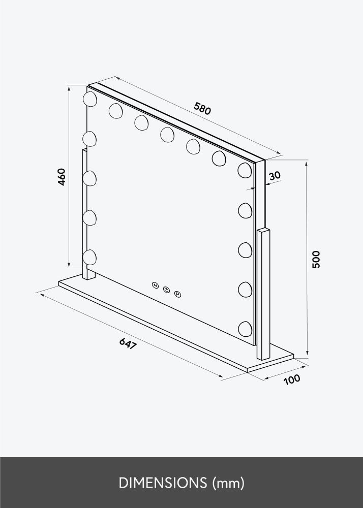 KAILA Καθρέφτης μακιγιάζ Soft Corner LED Μαύρος 60x52 cm