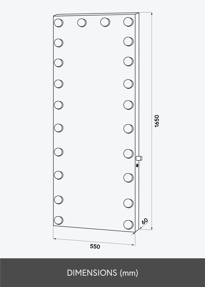 KAILA Καθρέφτης πεύκο LED Ασημί 55x165 cm