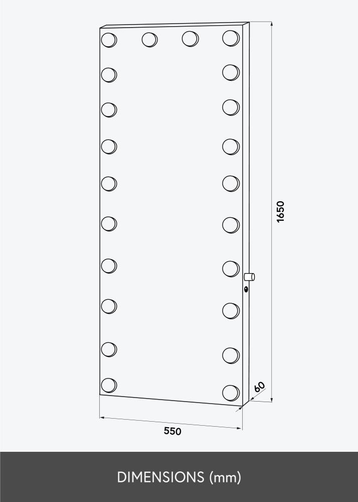 KAILA Καθρέφτης πεύκο LED Μαύρος 55x165 cm