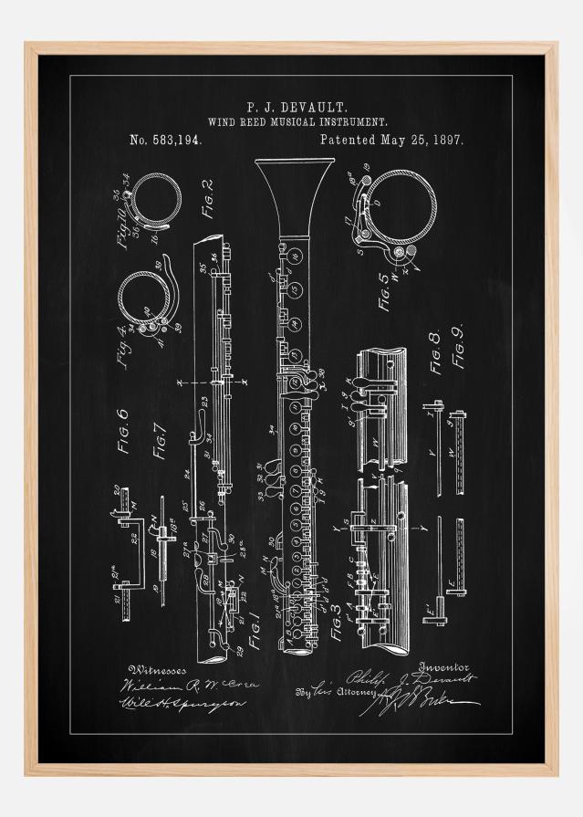 Patent Print - Clarinet - Black Αφίσα