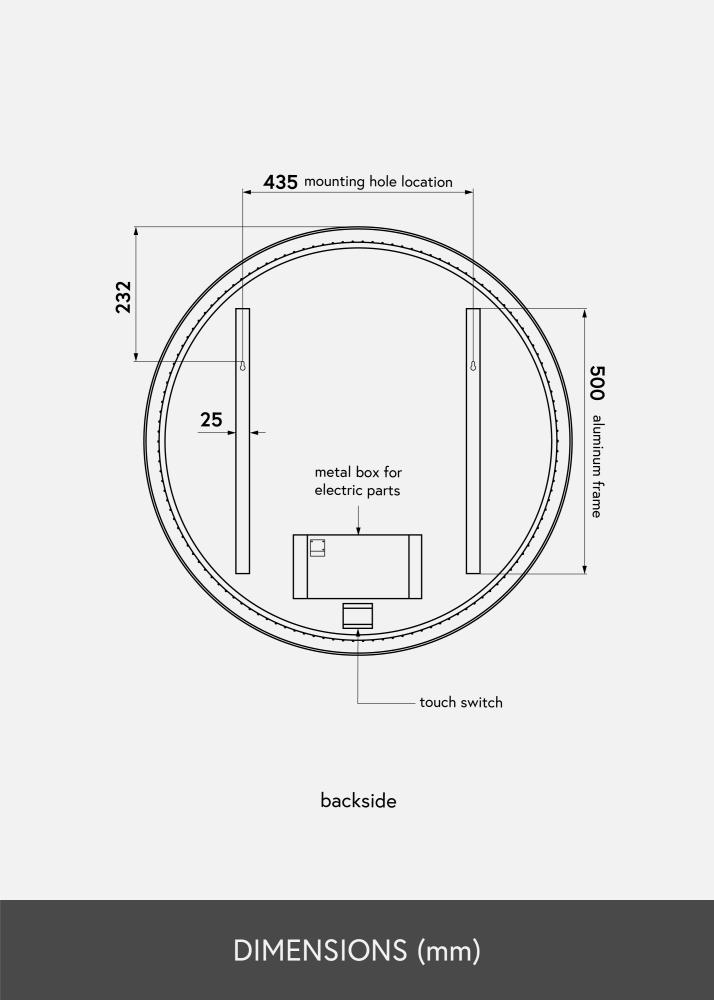 KAILA Καθρέφτης Circle LED Μαύρος 80 cm Ø