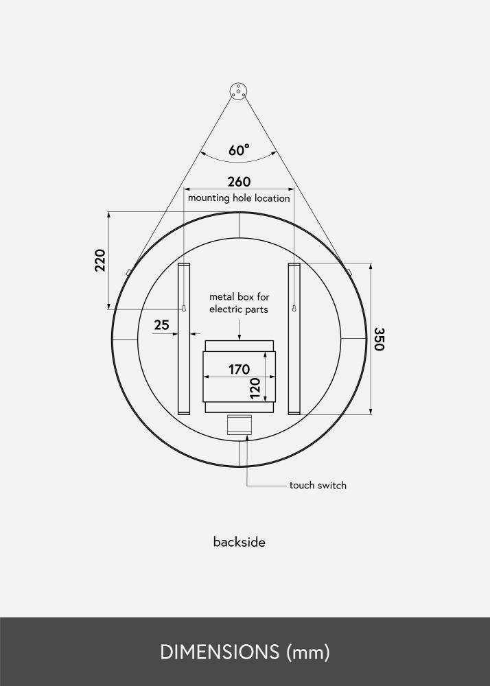 KAILA Καθρέφτης Belt LED Χρυσός 60 cm Ø