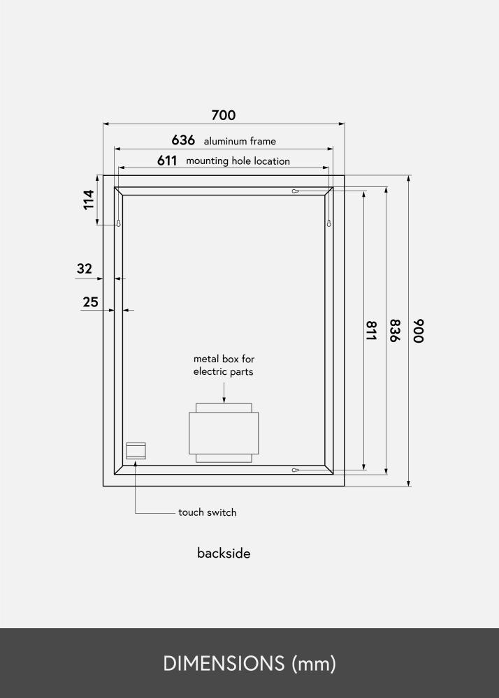 KAILA Καθρέφτης Corners II LED 70x90 cm