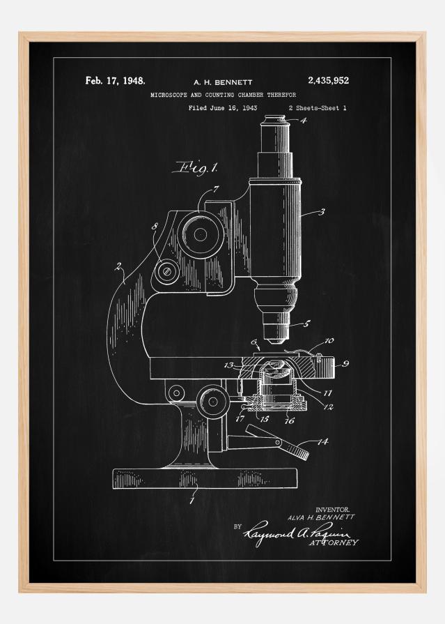 Patent Print - Microscope - Black Αφίσα