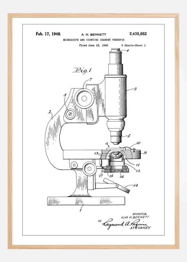 Patent Print - Microscope - White Αφίσα