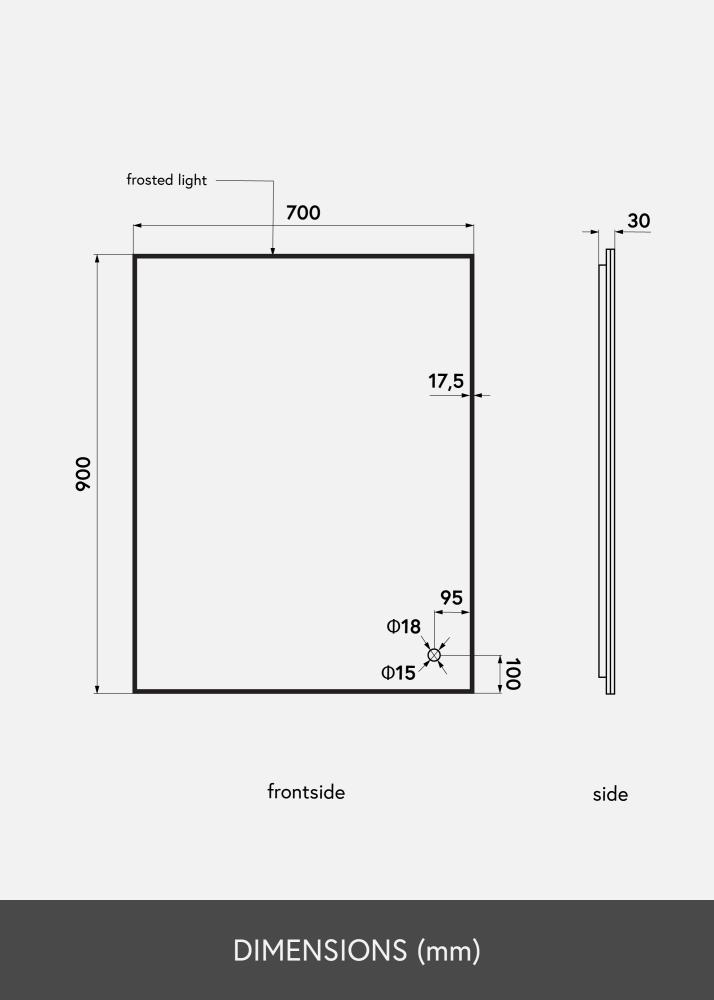 KAILA Καθρέφτης Corners II LED 70x90 cm