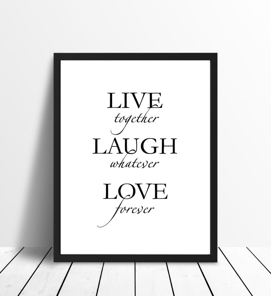 Live, laugh, love - Μαύρος Αφίσα