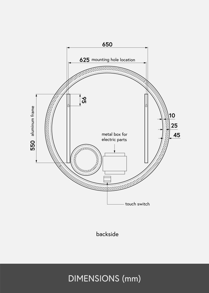 KAILA Καθρέφτης Circular Magnifying LED 100 cm Ø