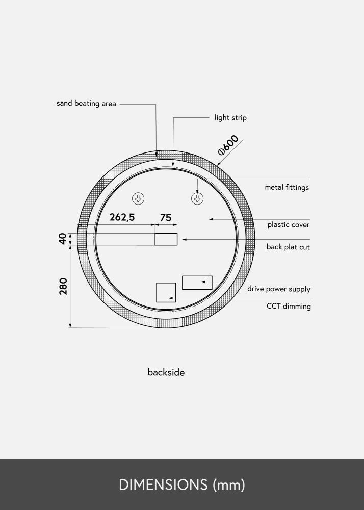 KAILA Καθρέφτης Circular LED 60 cm Ø