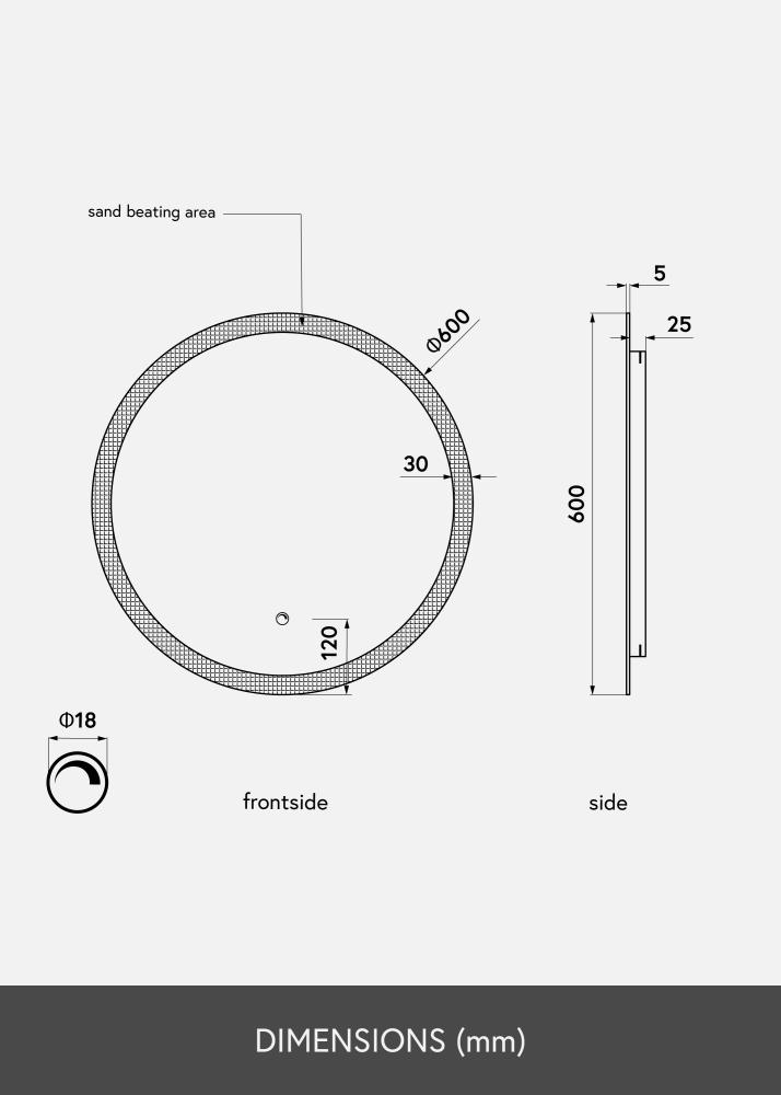 KAILA Καθρέφτης Circular LED 60 cm Ø