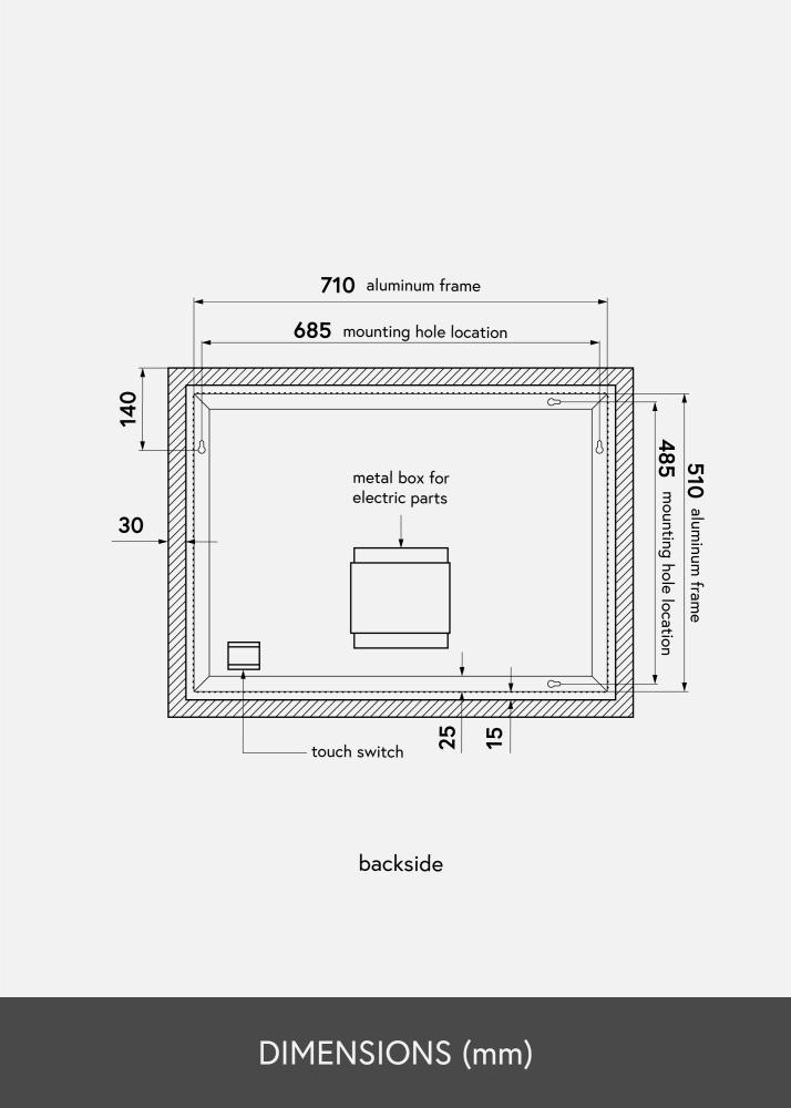 KAILA Καθρέφτης Wide LED 60x80 cm