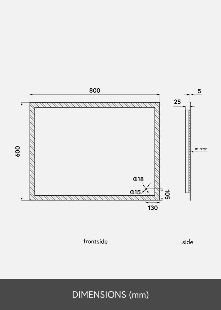 KAILA Καθρέφτης Wide LED 60x80 cm