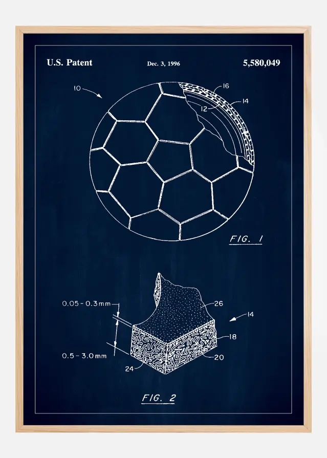 Patent Print - Football - Blue Αφίσα