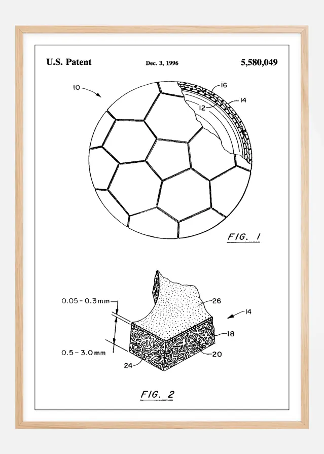 Patent Print - Football - White Αφίσα