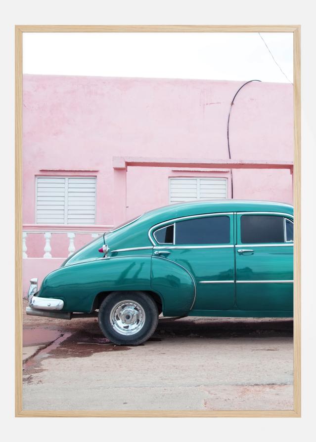 Blue Car At Pink Wall Αφίσα